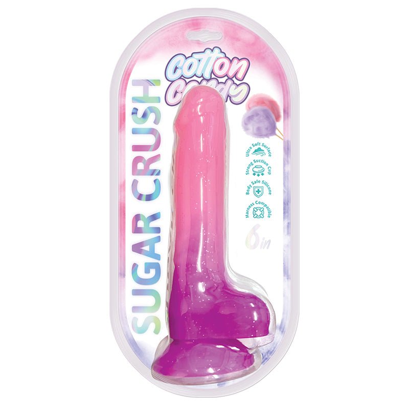 Cotton Candy Sugar Crush 6 in. Silicone Dildo Pink/Purple - Royal Sins