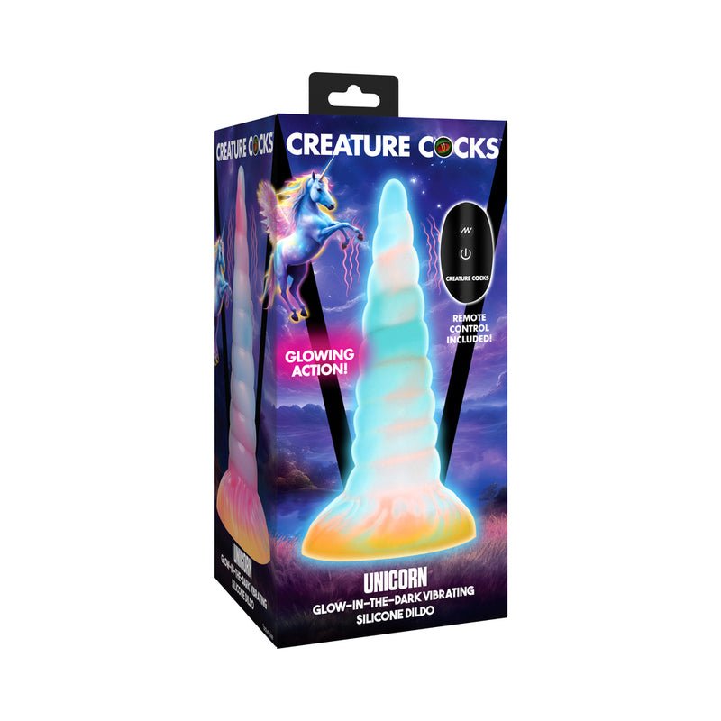 Creature Cocks Unicorn Glow - in - the - Dark Vibrating Silicone Dildo - Royal Sins