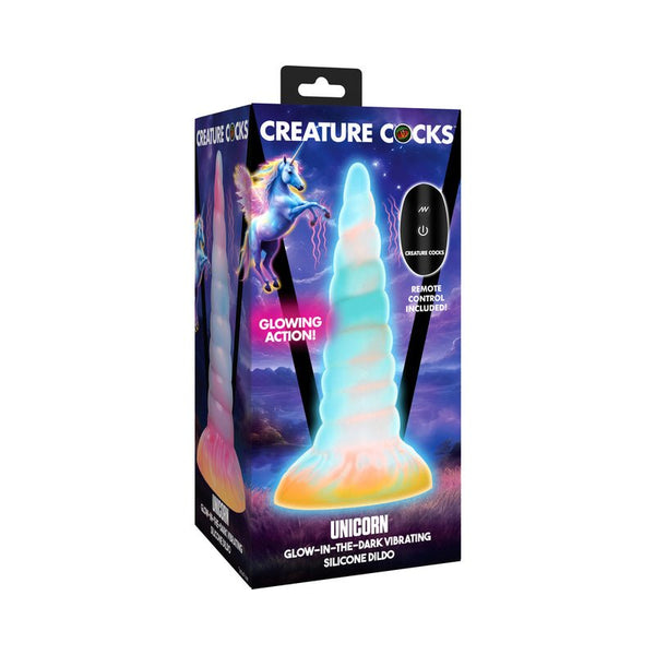 Creature Cocks Unicorn Glow - in - the - Dark Vibrating Silicone Dildo - Royal Sins