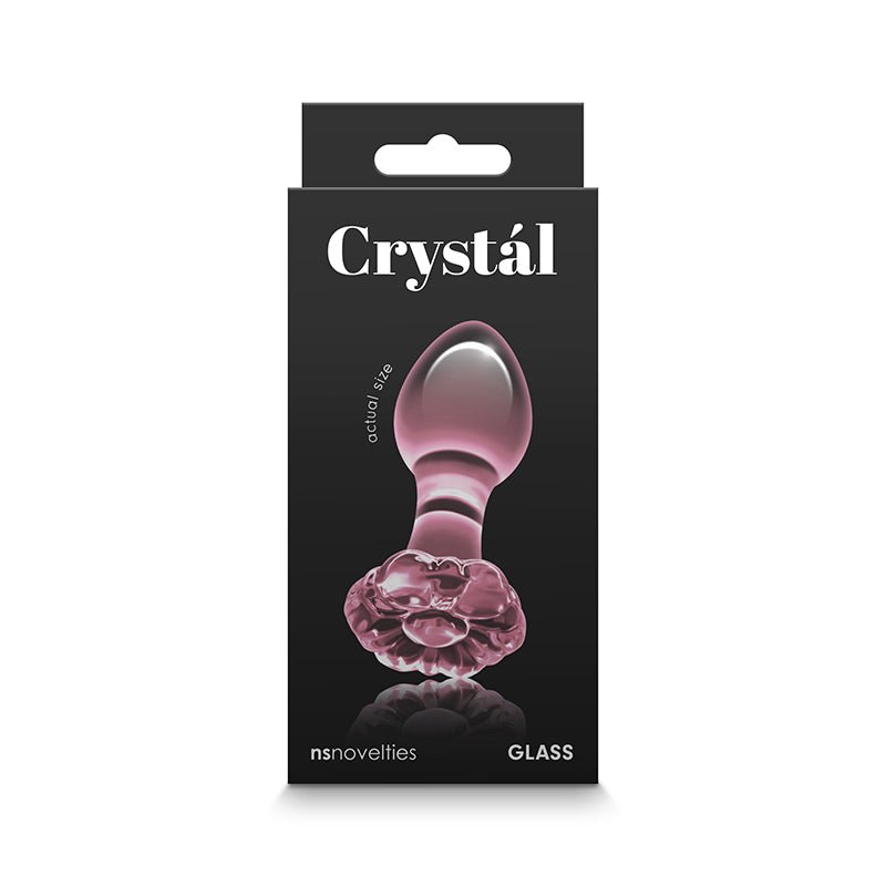 Crystal Flower Glass Anal Plug Pink - Royal Sins