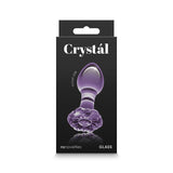 Crystal Flower Glass Anal Plug Purple - Royal Sins