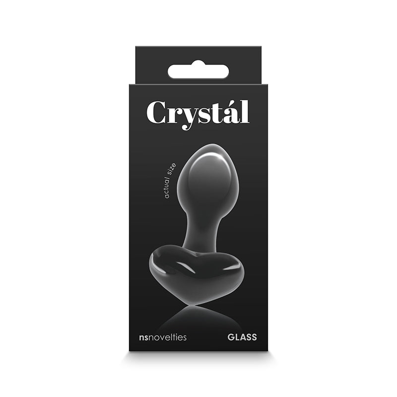 Crystal Heart Glass Anal Plug Black - Royal Sins