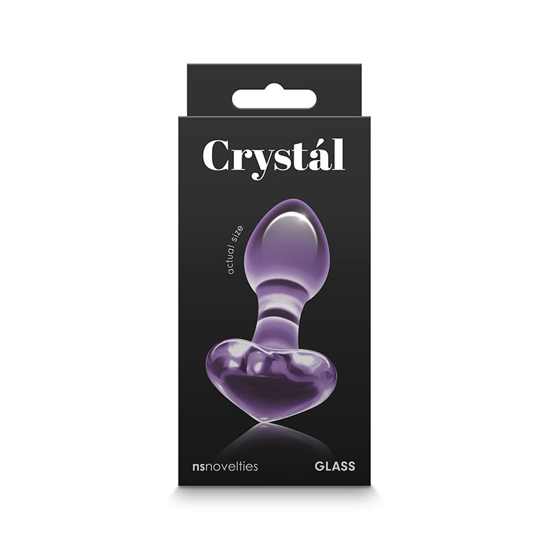 Crystal Heart Glass Anal Plug Purple - Royal Sins