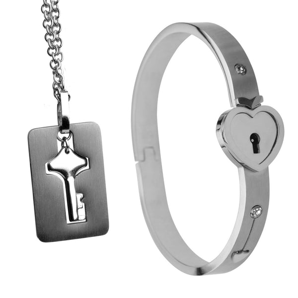 Cuffed Locking Bracelet and Key Necklace - Royal Sins