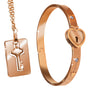 Cuffed Locking Bracelet and Key Necklace - Rose Gold - Royal Sins