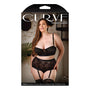 Curve Chloe Keyhole Contour Bra & Gartered High - Waisted Panty Black 1X/2X - Royal Sins