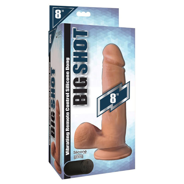 Curve Toys Big Shot 8 in. Vibrating Silicone Dildo with Balls & Suction Cup Light - Royal Sins