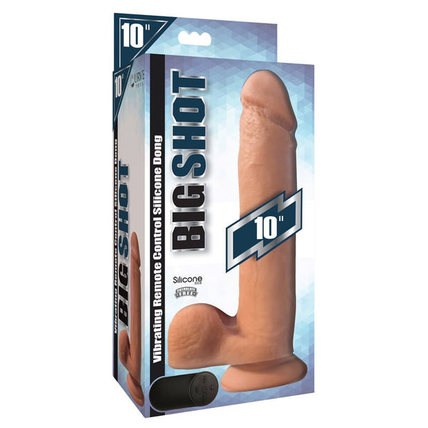 Curve Toys Big Shot Rechargeable Remote - Controlled 10 in. Vibrating Silicone Dildo with Balls & Suction Cup Light - Royal Sins