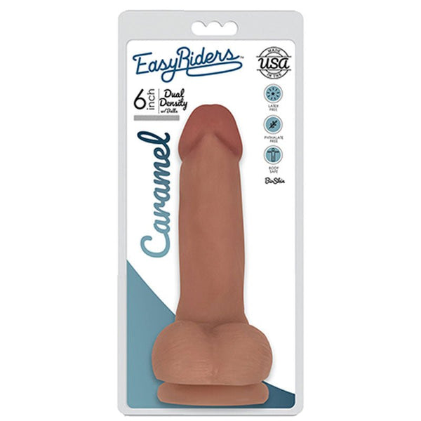 Curve Toys Easy Riders 6 in. Dual Density Dildo with Balls & Suction Cup Tan - Royal Sins