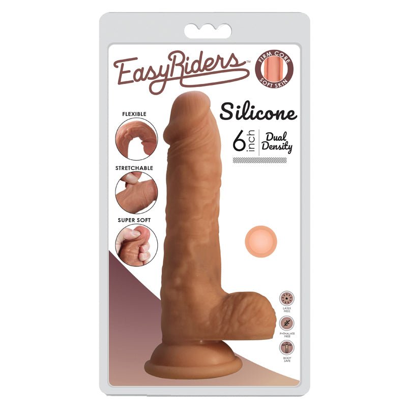 Curve Toys Easy Riders 6 in. Dual Density Silicone Dildo with Balls & Suction Cup Light - Royal Sins