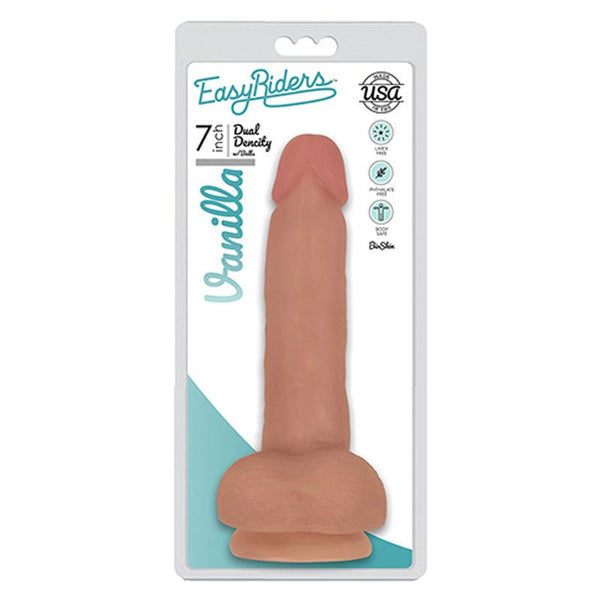 Curve Toys Easy Riders 7 in. Dual Density Dildo with Balls & Suction Cup Beige - Royal Sins