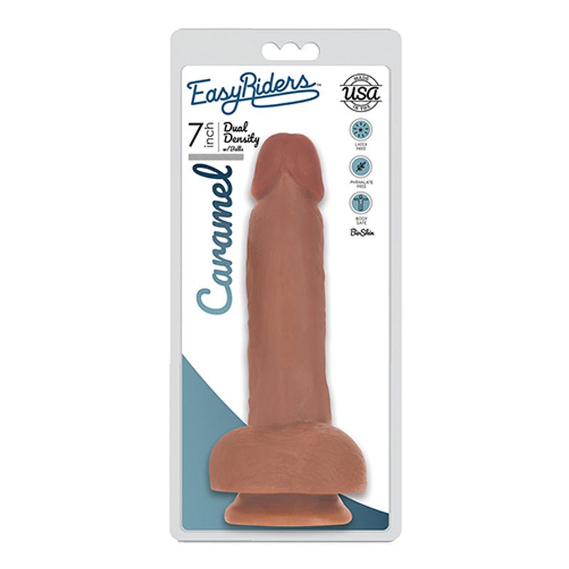 Curve Toys Easy Riders 7 in. Dual Density Dildo with Balls & Suction Cup Tan - Royal Sins