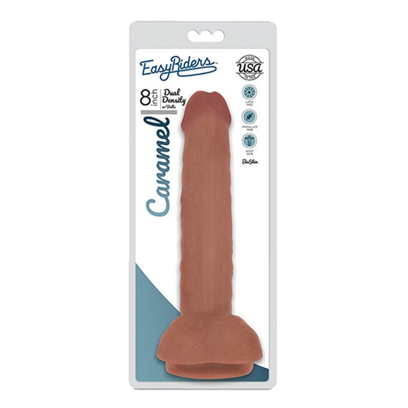 Curve Toys Easy Riders 8 in. Dual Density Dildo with Balls & Suction Cup Tan - Royal Sins