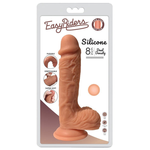 Curve Toys Easy Riders 8 in. Dual Density Silicone Dildo with Balls & Suction Cup Light - Royal Sins