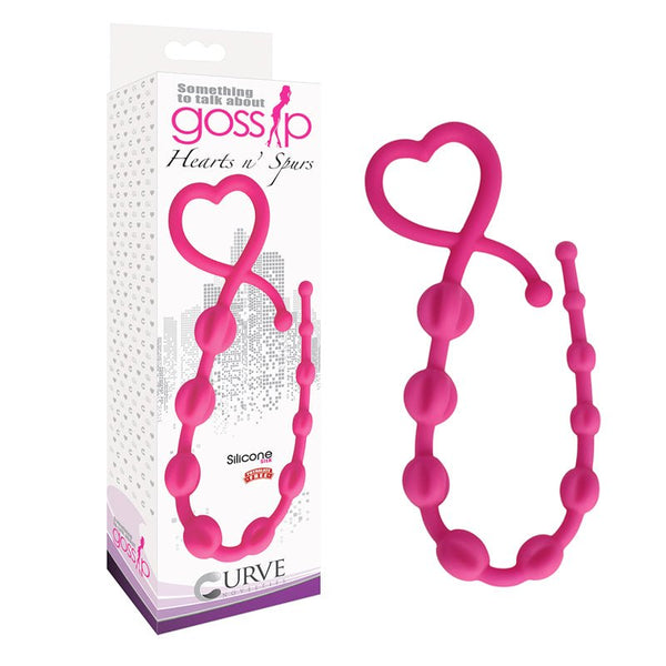 Curve Toys Gossip Hearts N Spurs Silicone Ridged Anal Beads Magenta - Royal Sins
