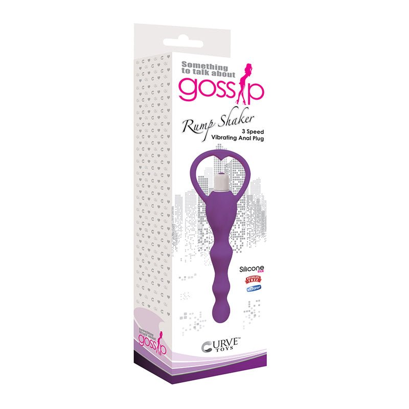 Curve Toys Gossip Rump Shaker Waterproof Silicone Beaded Vibrating Anal Plug Violet - Royal Sins