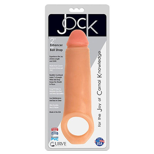 Curve Toys Jock 2 in. Enhancer with Ball Strap Extension Sheath Beige - Royal Sins