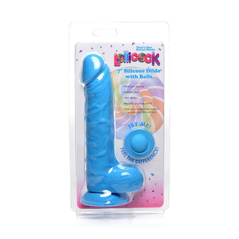Curve Toys Lollicock 7 in. Silicone Dildo with Balls & Suction Cup Berry - Royal Sins