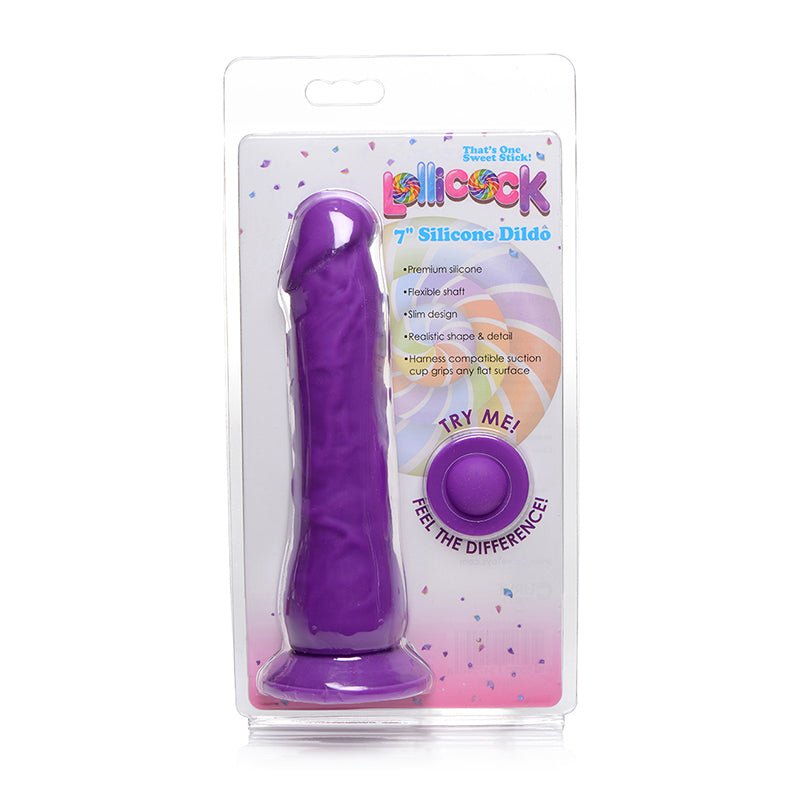 Curve Toys Lollicock 7 in. Silicone Dildo with Suction Cup Grape - Royal Sins