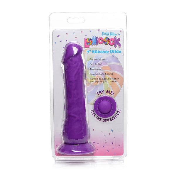 Curve Toys Lollicock 7 in. Silicone Dildo with Suction Cup Grape - Royal Sins