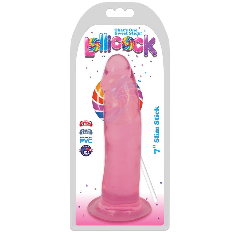 Curve Toys Lollicock Slim Stick 7 in. Dildo with Suction Cup Cherry Ice - Royal Sins