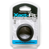 Curve Toys Perfect Fit Xact - Fit 3 - Piece Premium Silicone Rings (14, 15, 16) Black - Royal Sins