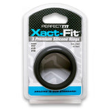 Curve Toys Perfect Fit Xact - Fit 3 - Piece Premium Silicone Rings (17, 18, 19) Black - Royal Sins
