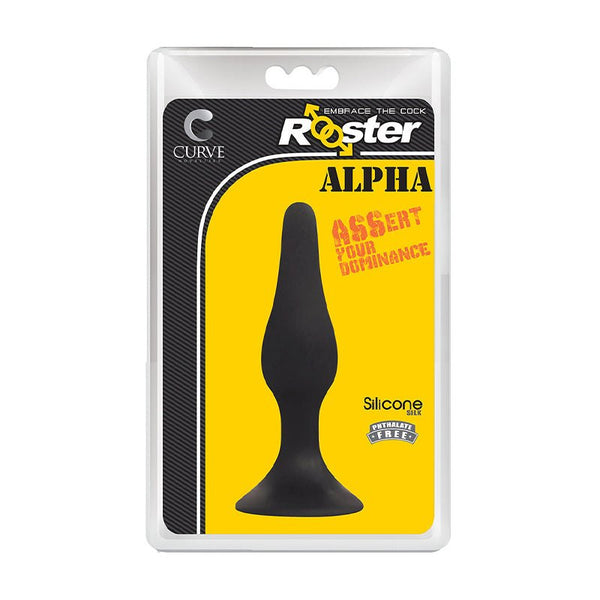 Curve Toys Rooster Alpha Silicone Anal Plug with Suction Cup Black - Royal Sins