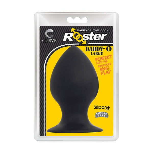 Curve Toys Rooster Daddy - O Large Silicone Anal Plug with Suction Cup Black - Royal Sins
