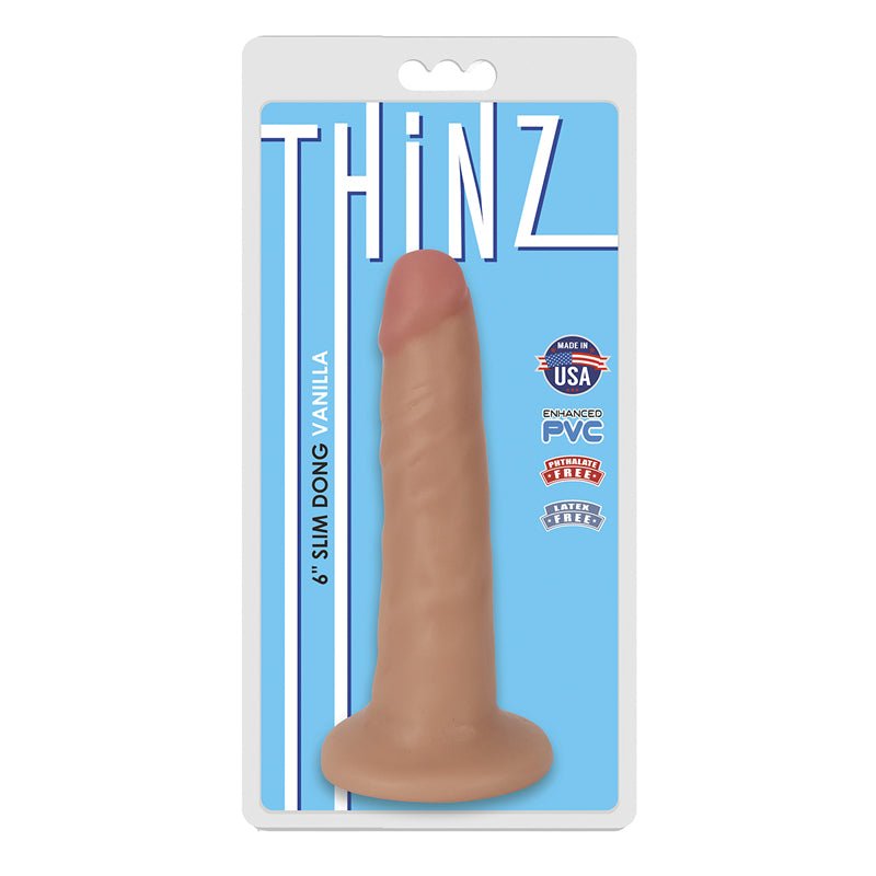 Curve Toys Thinz 6 in. Slim Dildo with Suction Cup Beige - Royal Sins