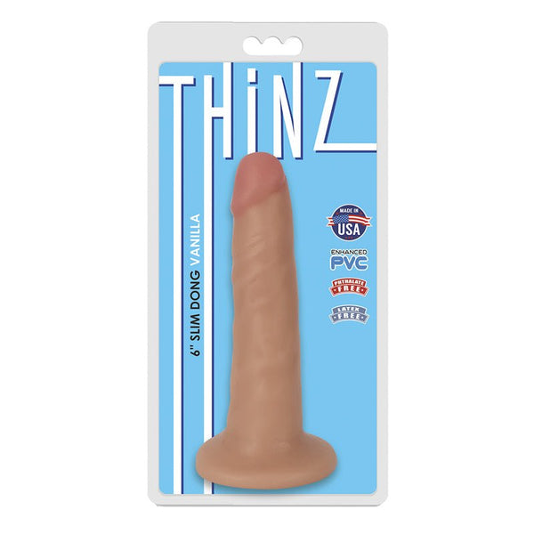 Curve Toys Thinz 6 in. Slim Dildo with Suction Cup Beige - Royal Sins