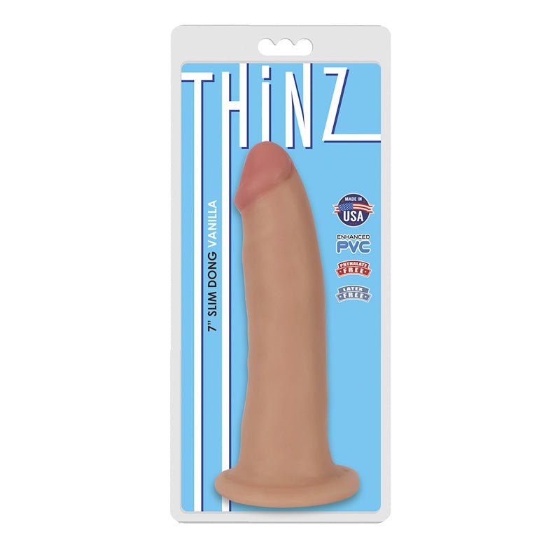 Curve Toys Thinz 7 in. Slim Dildo with Suction Cup Beige - Royal Sins