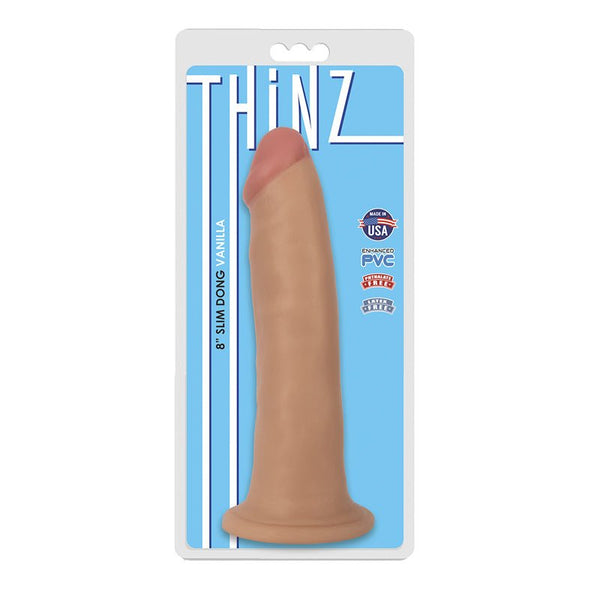 Curve Toys Thinz 8 in. Slim Dildo with Suction Cup Beige - Royal Sins