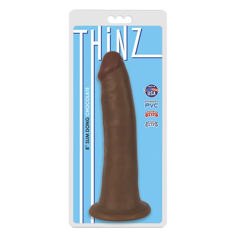 Curve Toys Thinz 8 in. Slim Dildo with Suction Cup Brown - Royal Sins