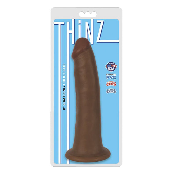 Curve Toys Thinz 8 in. Slim Dildo with Suction Cup Brown - Royal Sins