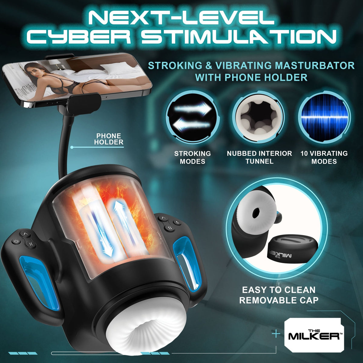 Cyber Milker Stroking & Vibrating Masturbator - Royal Sins