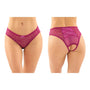 Daisy Crotchless Lace And Mesh Panty With Criss - Cross Panel Back S/M Berry - Royal Sins