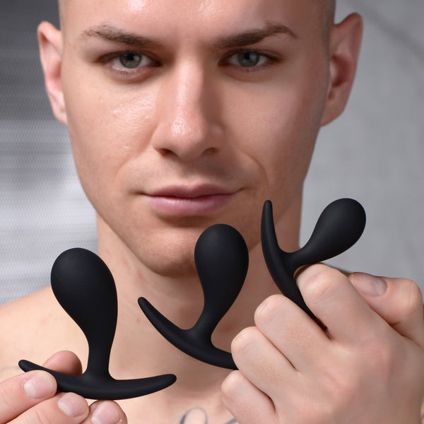 Dark Droplets 3 Piece Curved Silicone Anal Trainer Set - Royal Sins