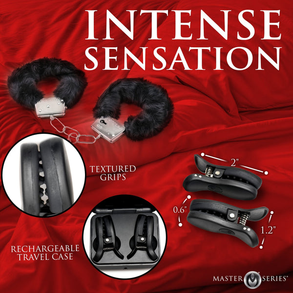 Dark Grip Wireless Vibrating Nipple Clamps - Royal Sins