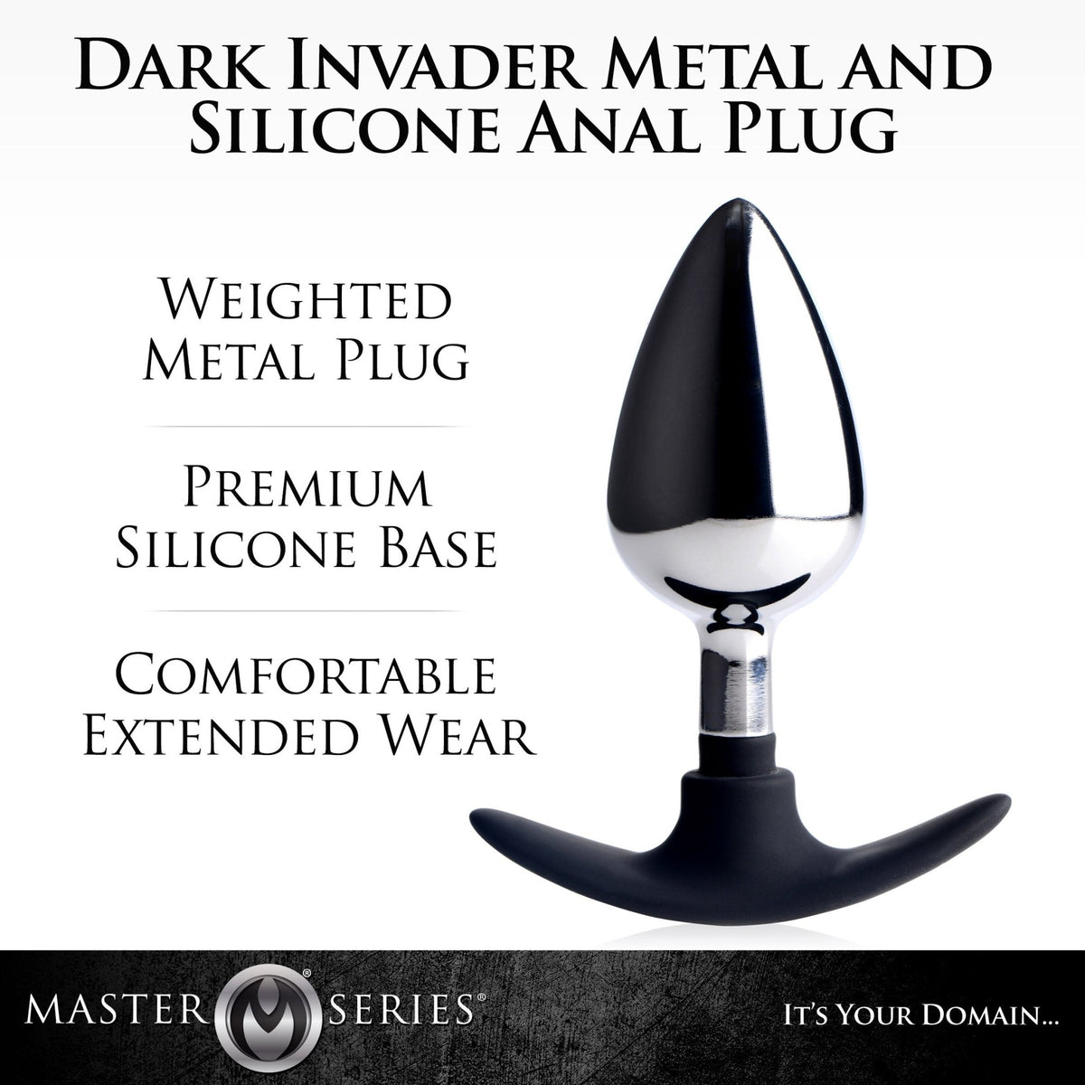 Dark Invader Metal and Silicone Anal Plug - Large - Royal Sins