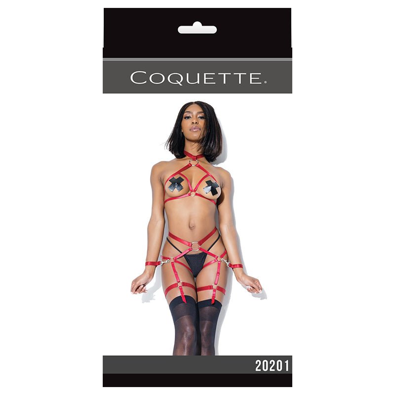 Darque Harness Top And Crotchless Panty Merlot - Royal Sins