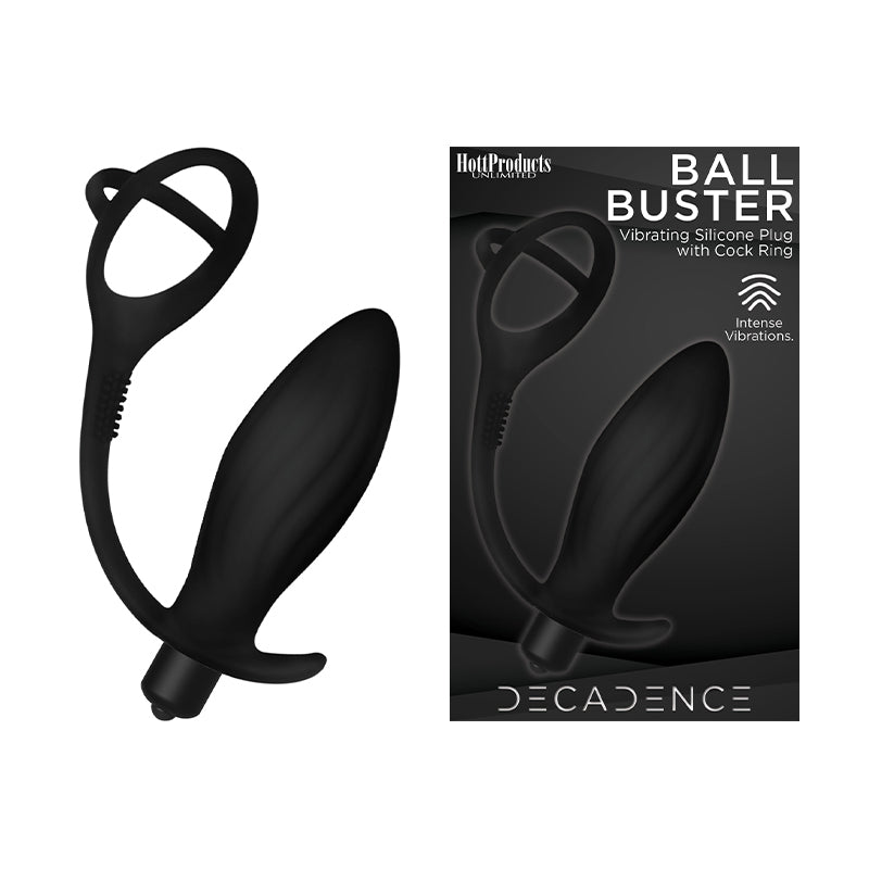 Decadence Ball Buster Anal Plug With Ring Black - Royal Sins