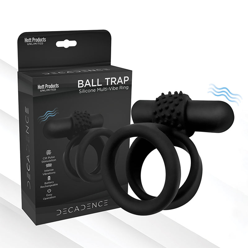 Decadence Ball Trap Dual Strap Cock&Ball Ring With Power Bullet - Royal Sins