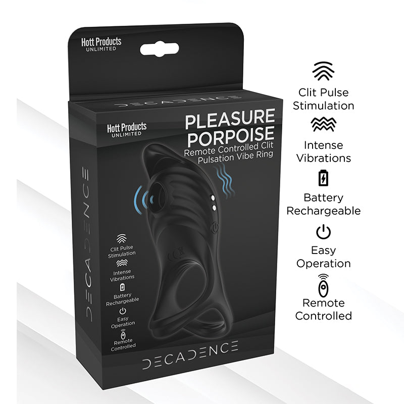 Decadence Pleasure Porpoise Cock Ring/Clit Stimulator With Remote Control - Royal Sins