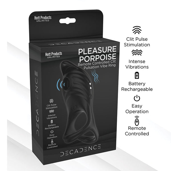 Decadence Pleasure Porpoise Cock Ring/Clit Stimulator With Remote Control - Royal Sins