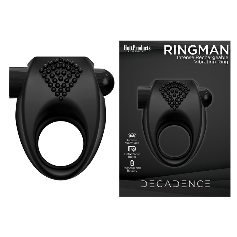 Decadence Ring Man Vibrating Rechargeable Cock Ring Black - Royal Sins
