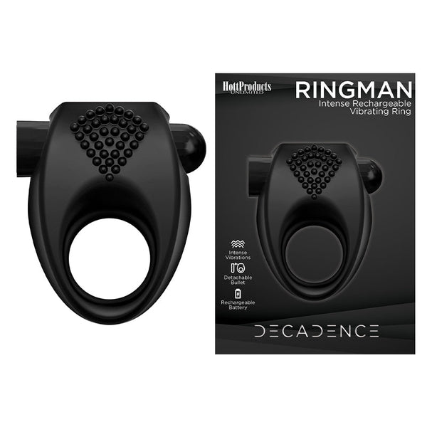 Decadence Ring Man Vibrating Rechargeable Cock Ring Black - Royal Sins