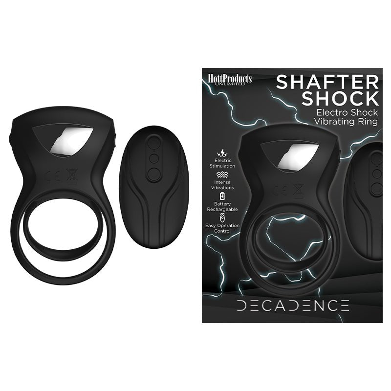 Decadence Shafter Shock E - Stim Cock Ring Black - Royal Sins
