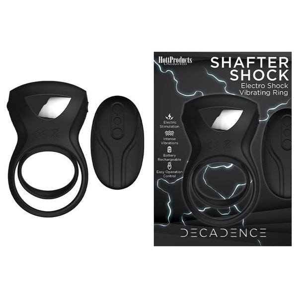 Decadence Shafter Shock E - Stim Cock Ring Black - Royal Sins