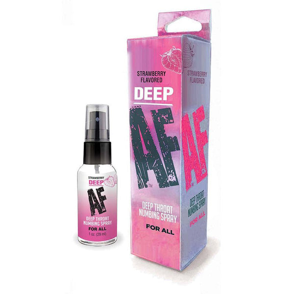 Deep AF Strawberry Flavored Deep Throat Numbing Spray 1 oz. - Royal Sins